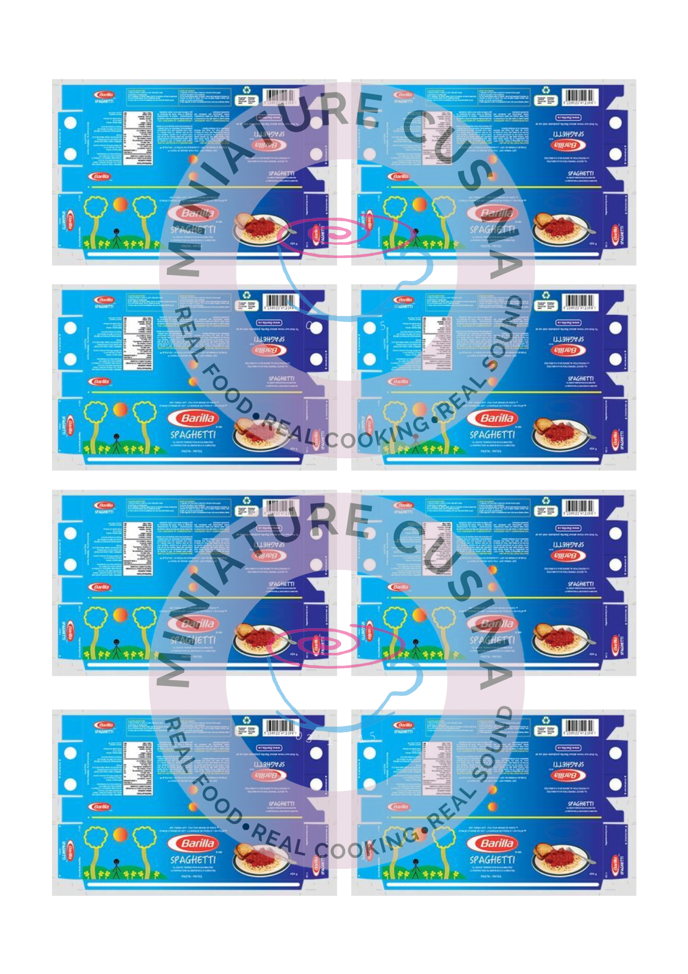 Mini SPAGHETTI Pasta Box Template 1/4 Scale PRINTABLE (Digital File)