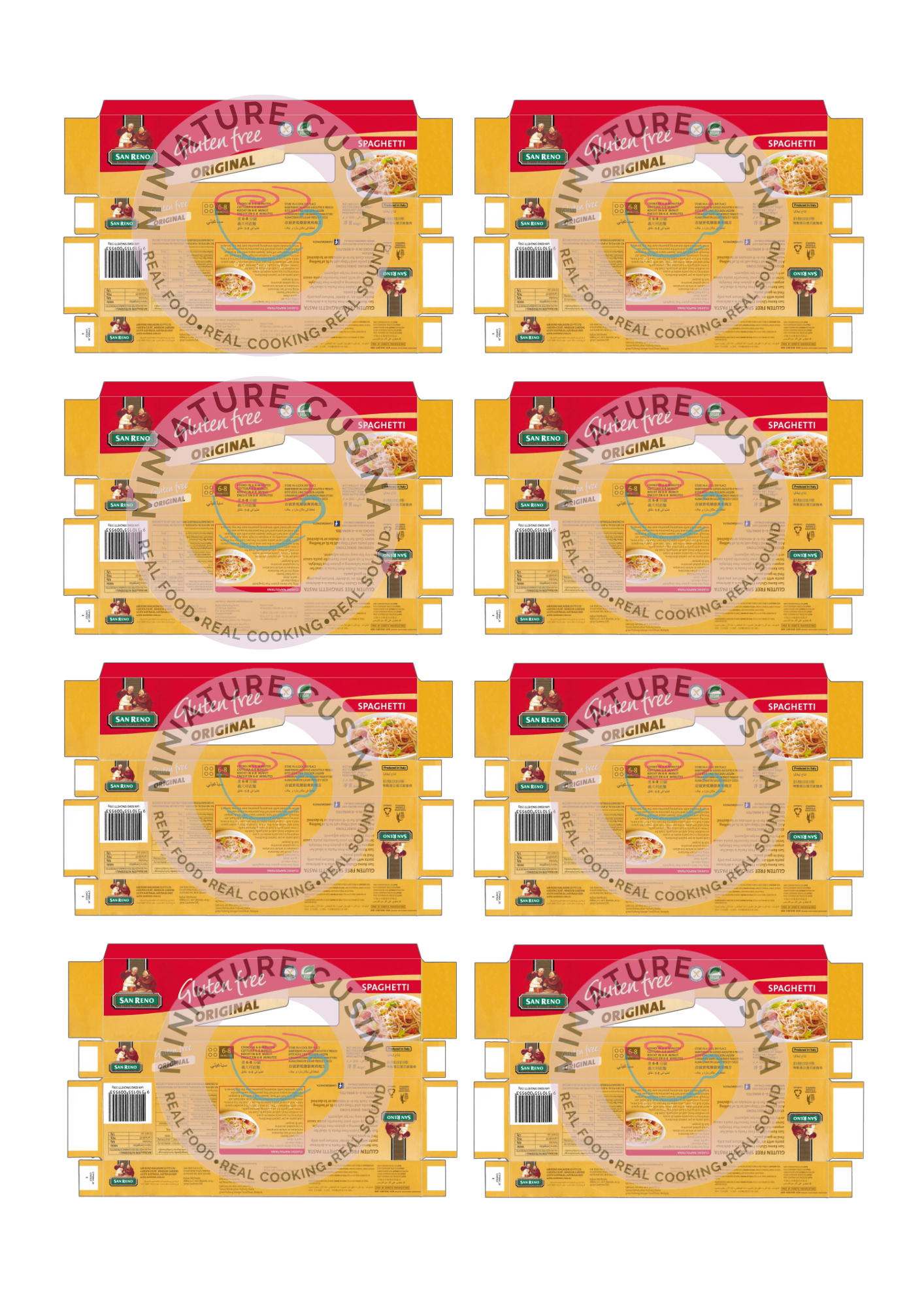 Mini GLUTEN FREE PASTA Box Template 1/4 Scale PRINTABLE (Digital File)