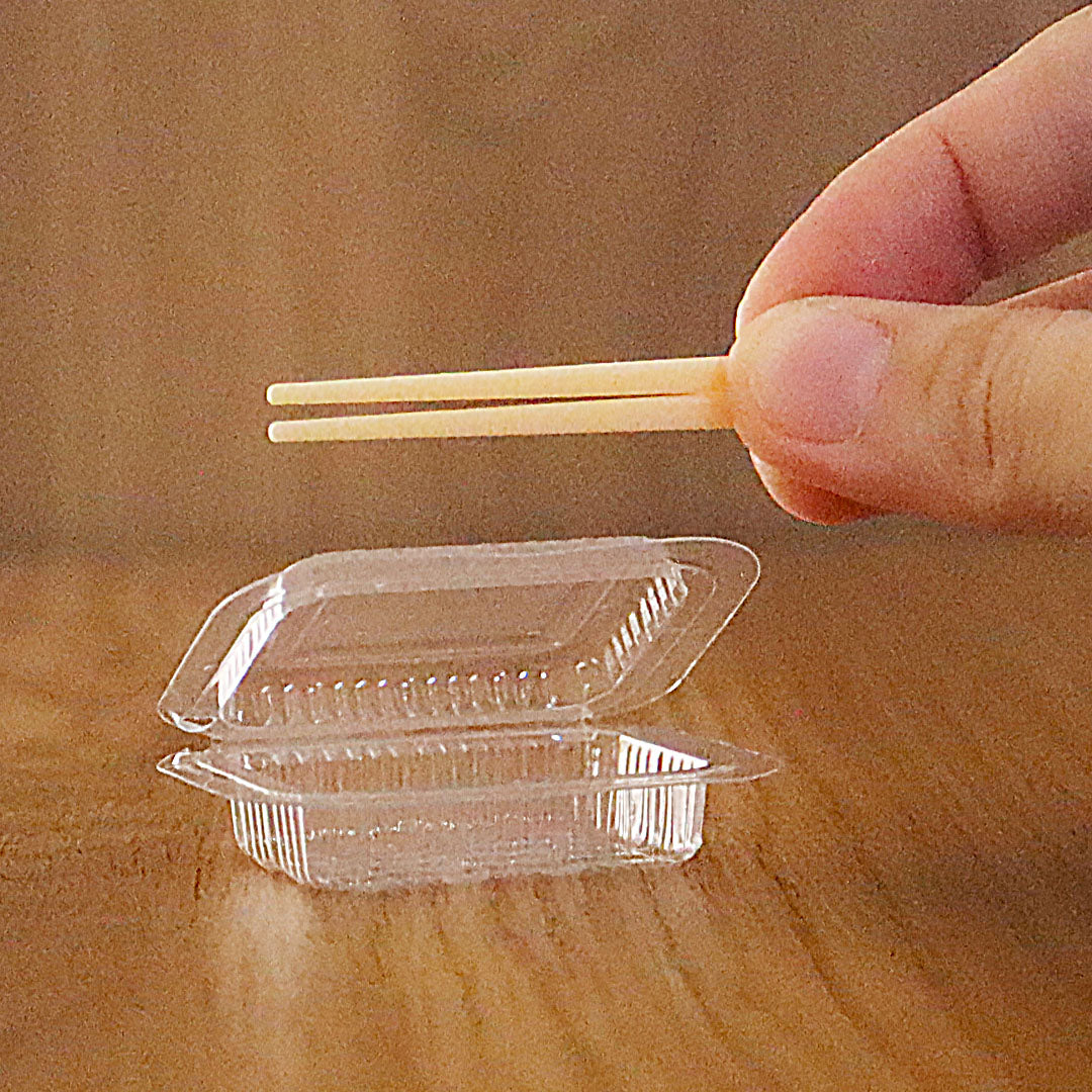 MINIATURE Rectangular Takeaway Food Container with Plastic Chopstick