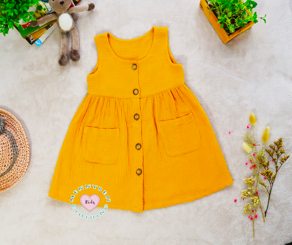 Mustard Baby Dress with 2 Pockets