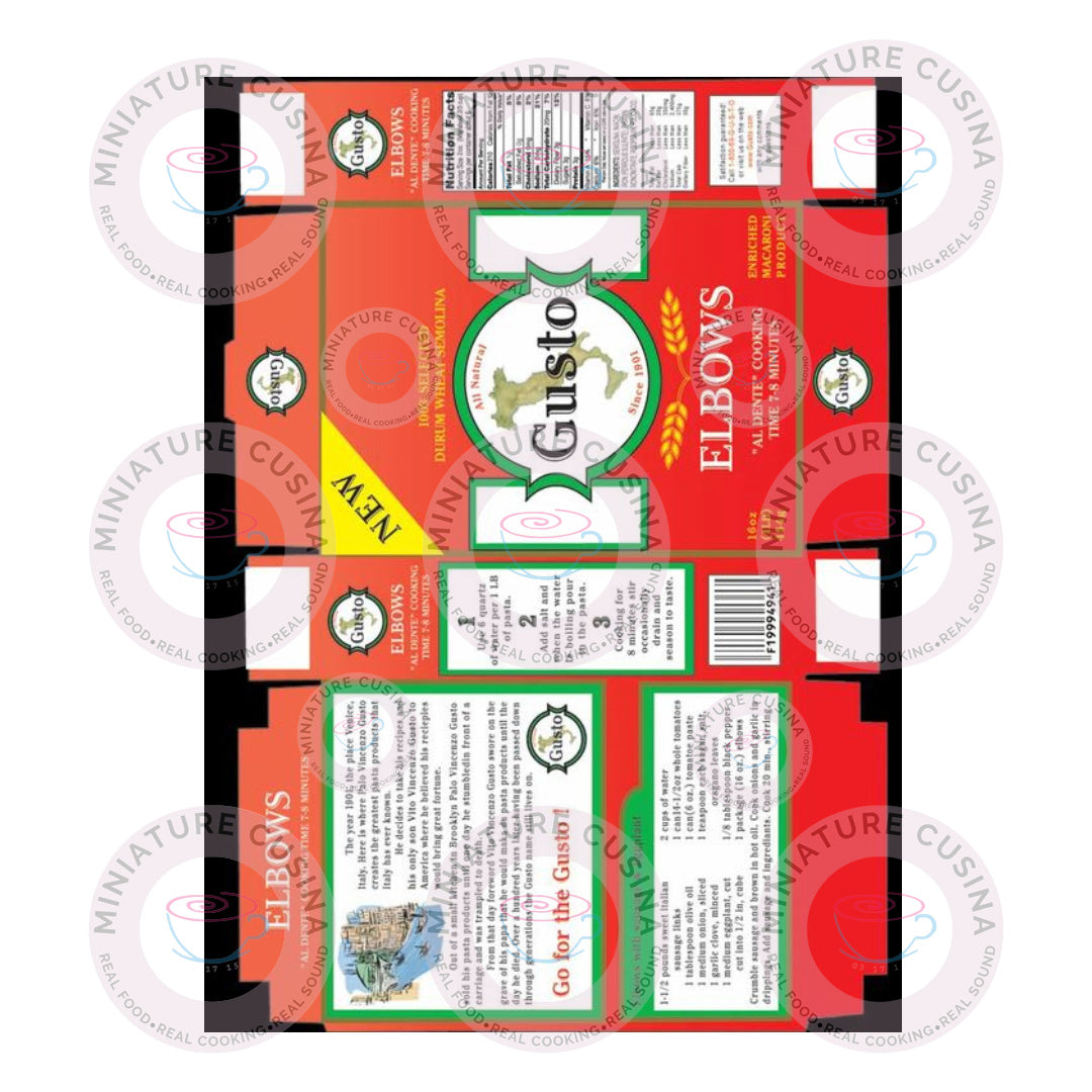 Mini Pasta Box Templates: 3 Styles - Elbow, Fettuccine & Macarrones Printable Dollhouse Italian Grocery Digital File