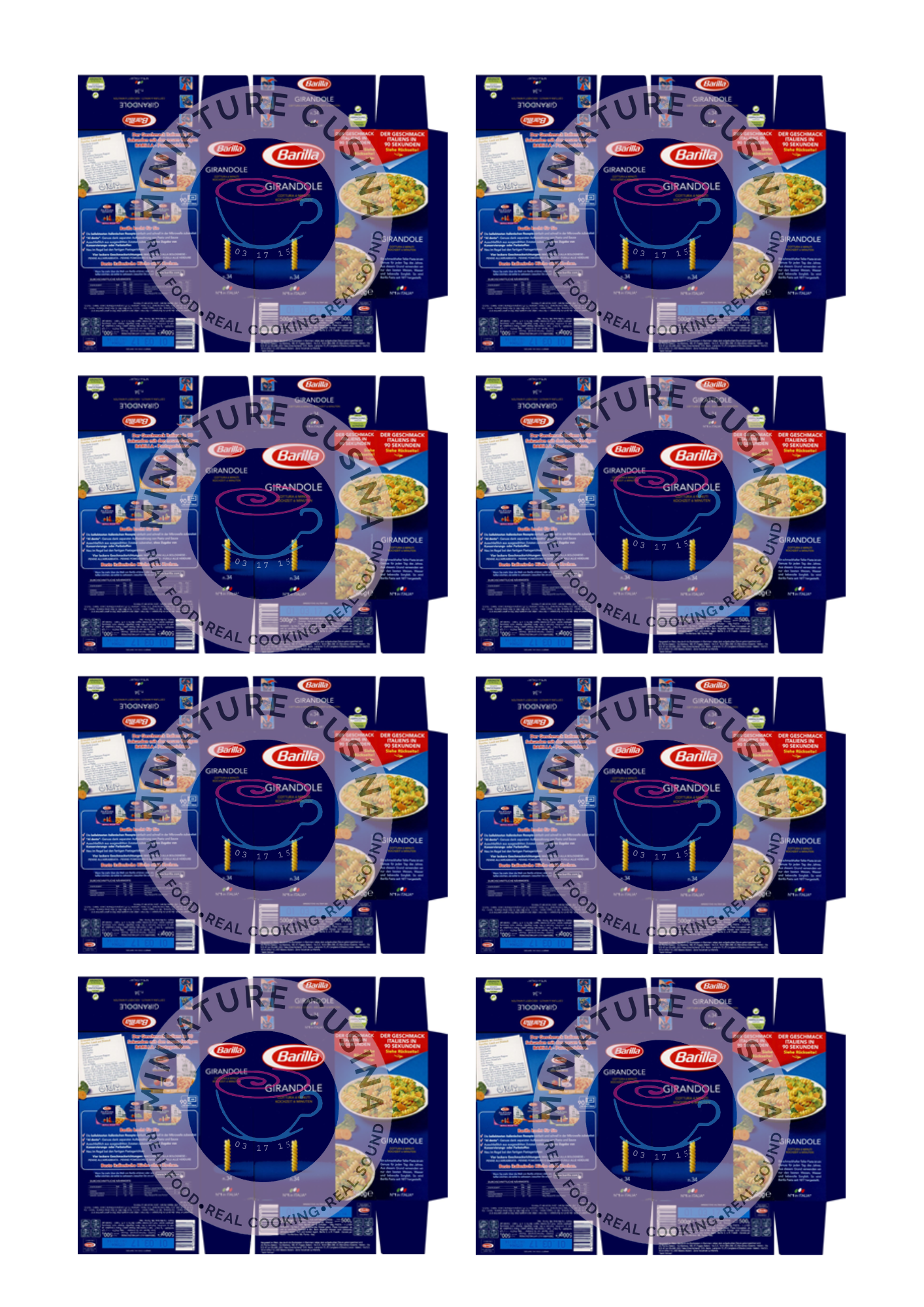 Mini GIRANDOLE Pasta Box Template 1/4 Scale PRINTABLE (Digital File)