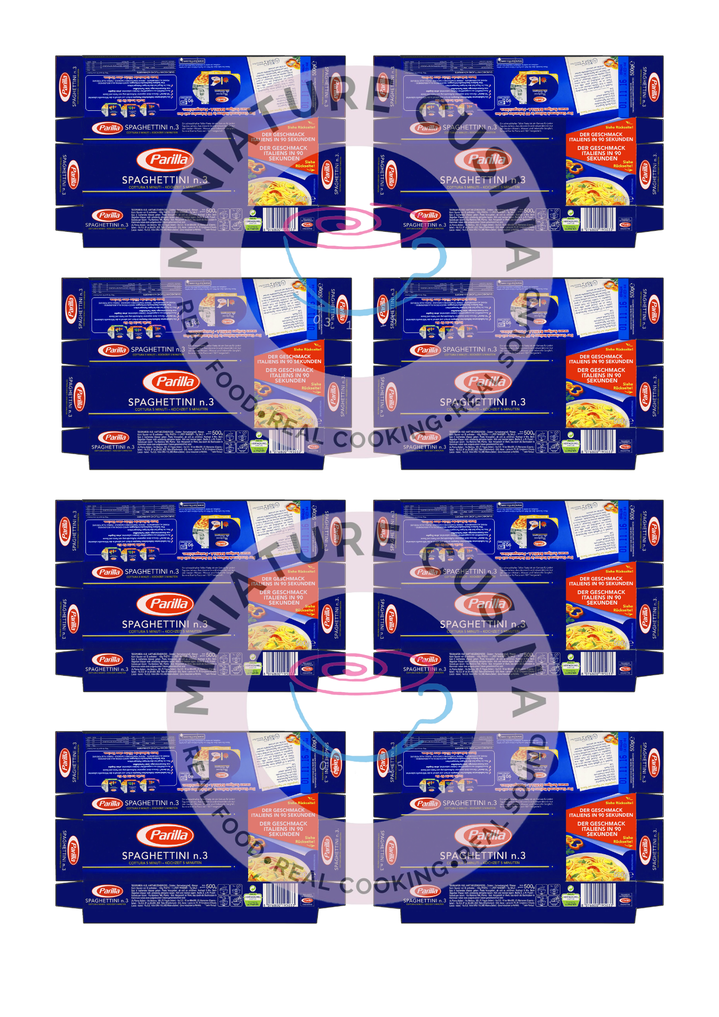 Mini Spaghettini Pasta Box Template 1/4 Scale PRINTABLE (Digital File)