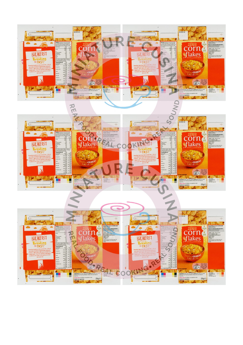 Mini CORN FLAKES STYLE 2 Box Template 1/4 Scale PRINTABLE (Digital Fil ...