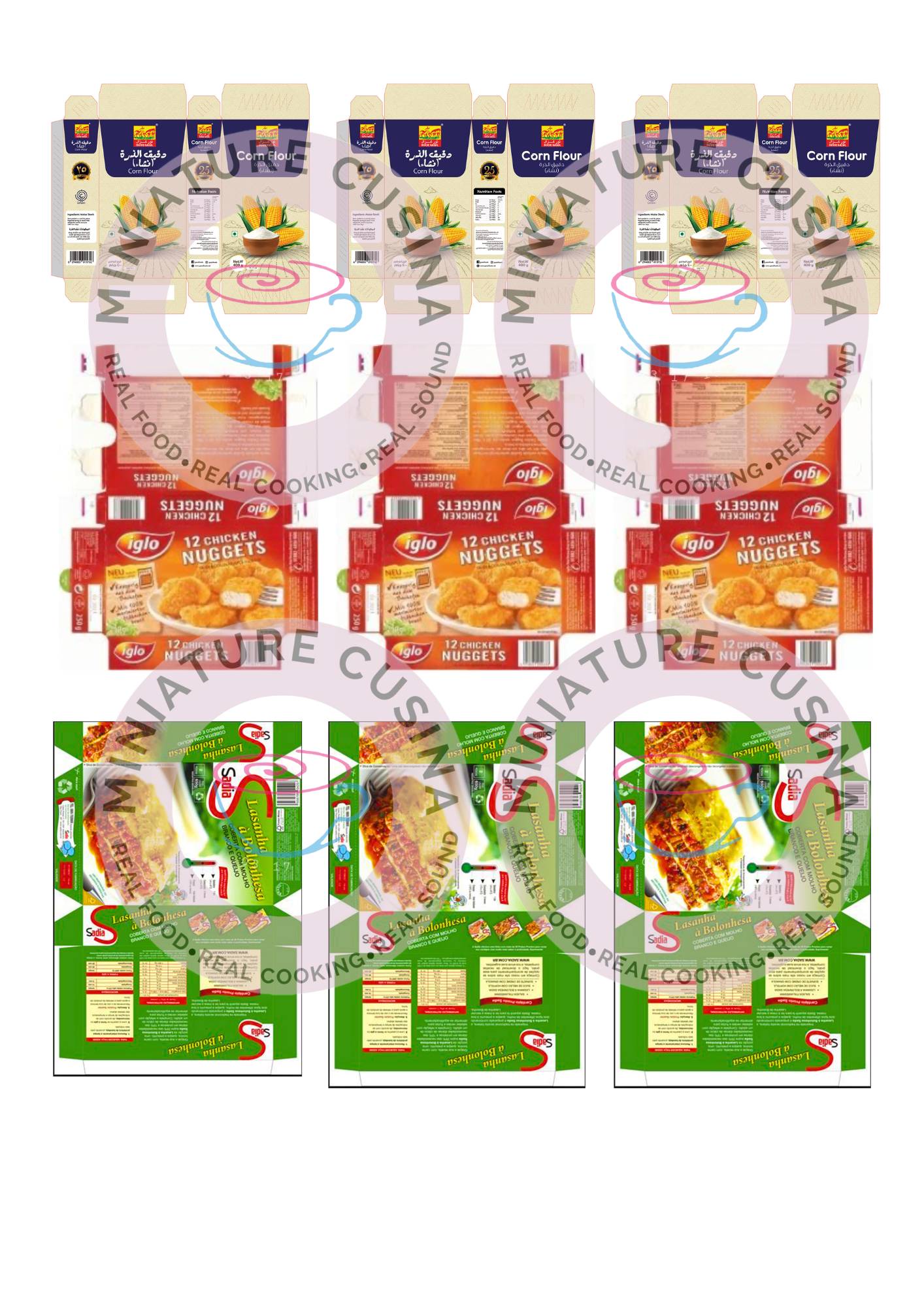 Mini BOX CORN FLOUR, NUGGETS, LASAGNA PASTA Template 1/4 Scale PRINTABLE (Digital File)