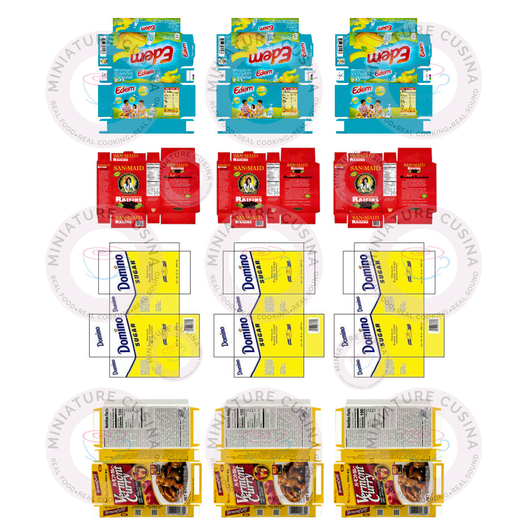 Dollhouse Mini Food Box DIY Template Set | 1:4 Scale Digital Download
