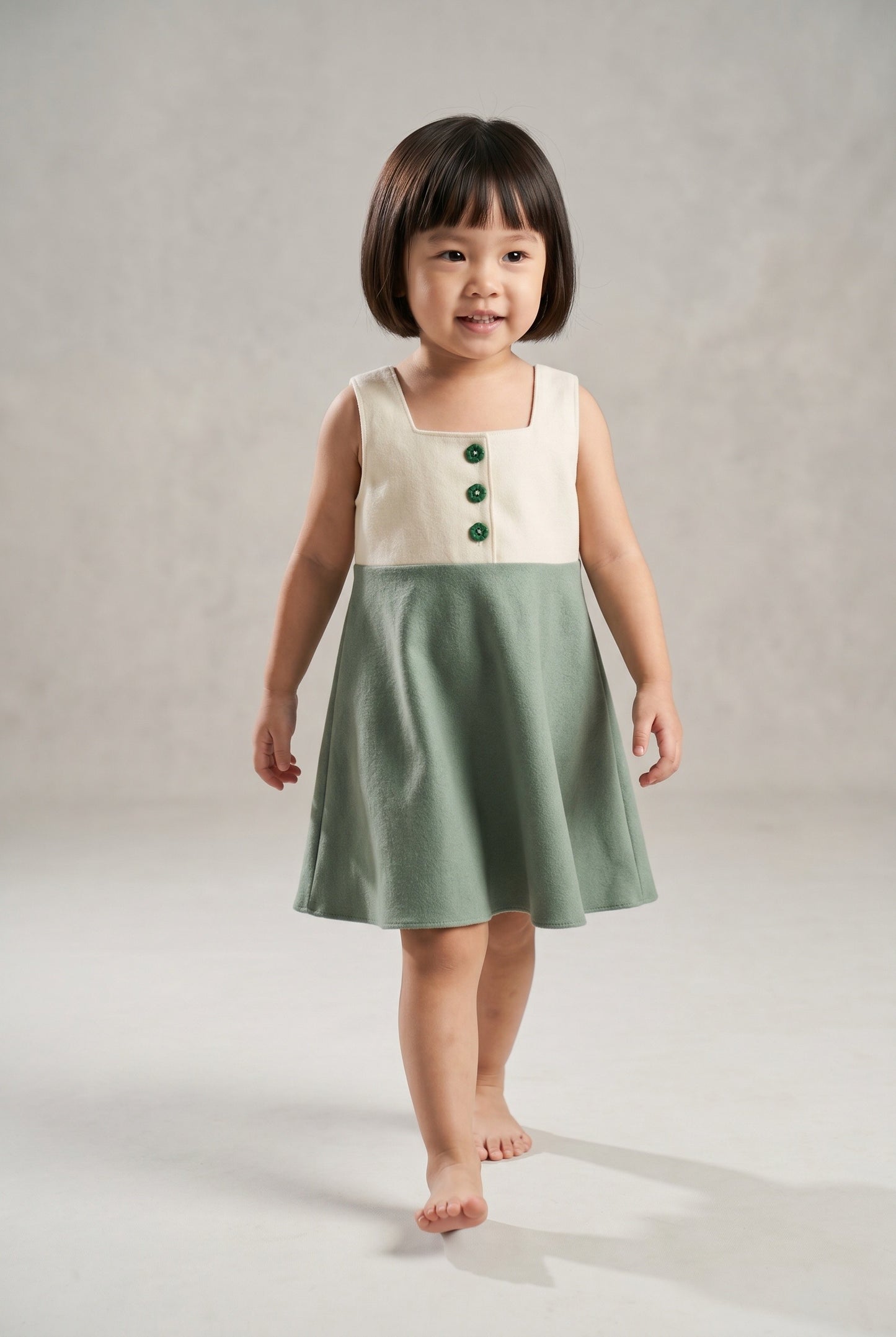 Premium 100% Cotton Baby & Kids Two-Tone Dress (Sleeveless, Empire Cut)